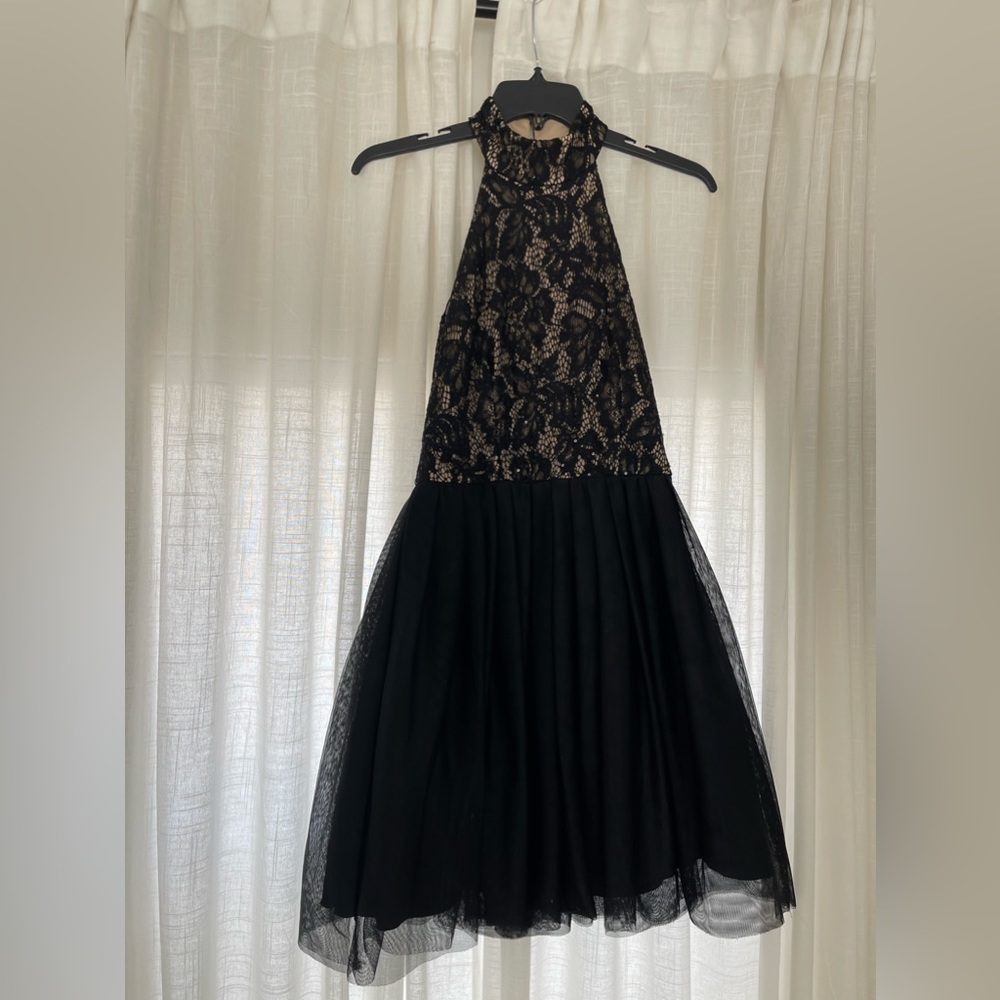 Black and tan detailed dress